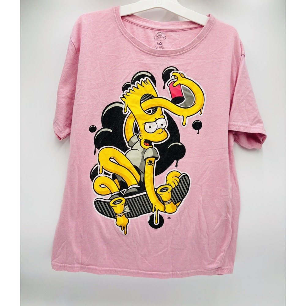 Original Retro Brand Simpsons Bart Skateboard Pink Graphic Tee Women's L